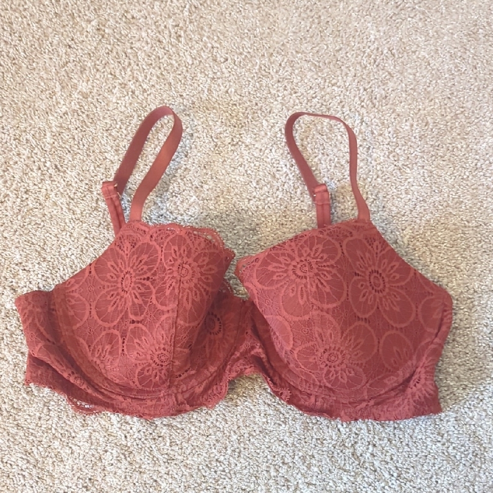 Aerie Rust Orange Lace Floral Bra